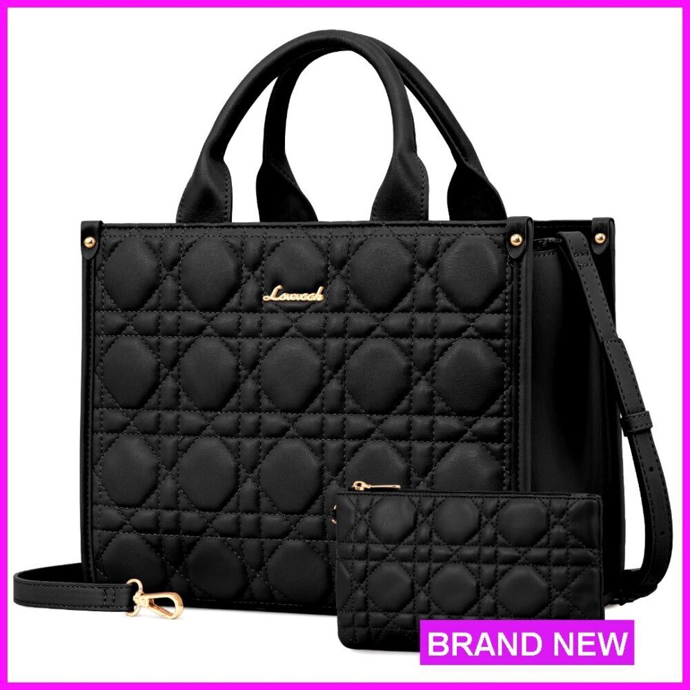 Medium PU Leather Satchel with Adjustable Strap, 4 Compartments